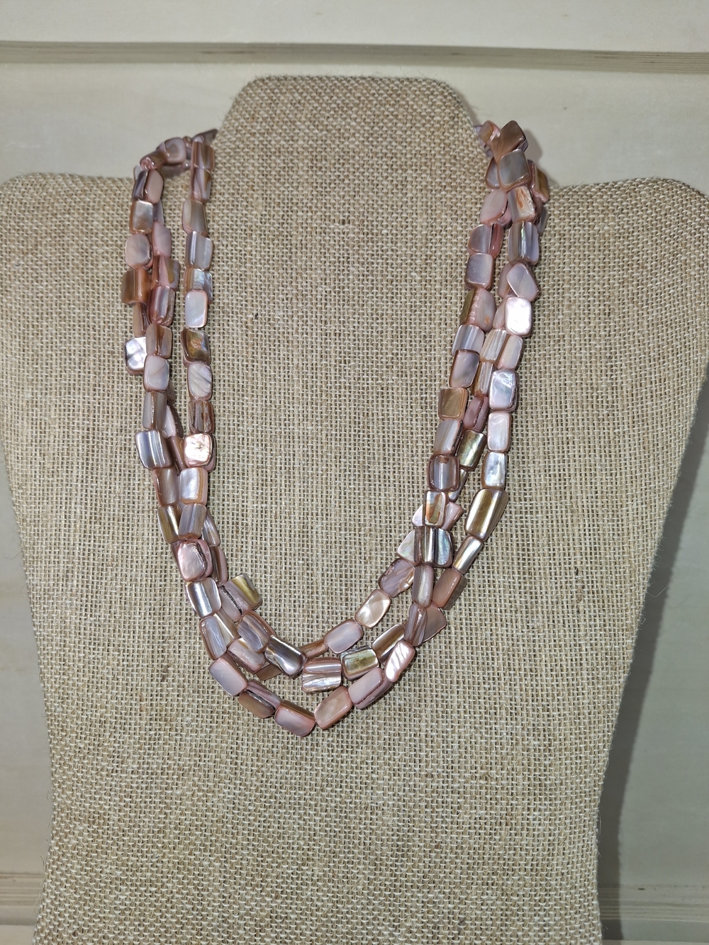 Multi-Strand Pink Mother-of-Pearl Necklace